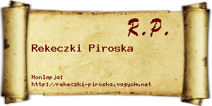 Rekeczki Piroska névjegykártya